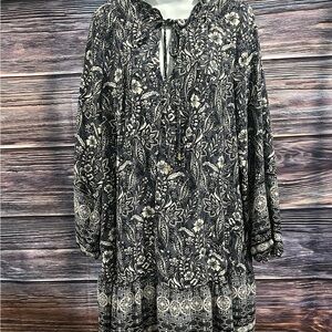 Rachel Zoe Black/Gray and Cream Floral Mini Dress